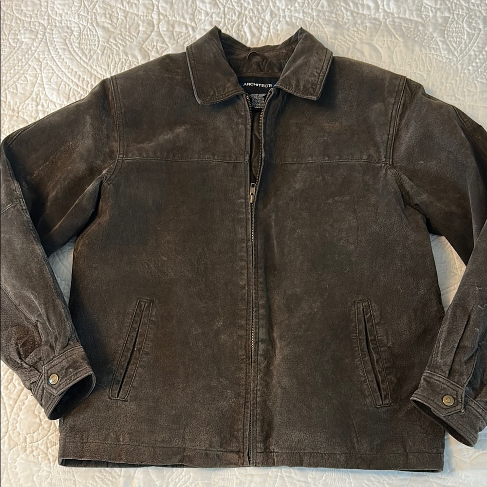 Men's Architect brown suede bomber jacket